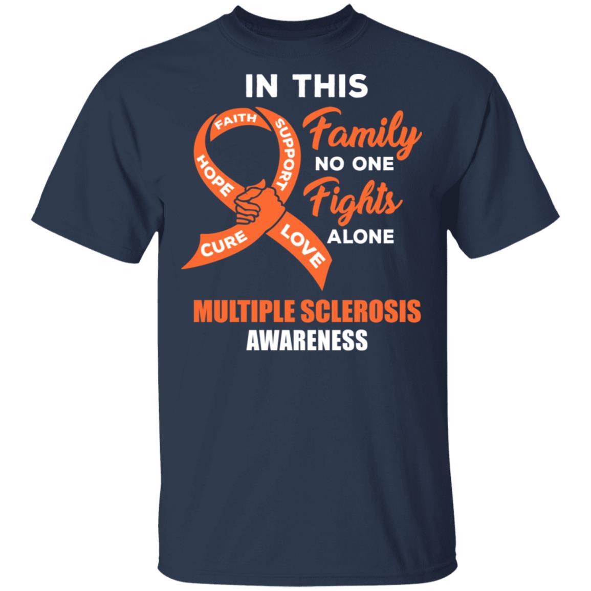 In This School No One Fights Multiple Sclerosis Alone-T-Shirt & Hoodie-Classic T-Shirt-Navy