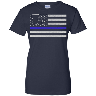 Louisiana Thin Blue Line Police State-T-Shirt & Hoodie-Women's T-Shirt-Navy