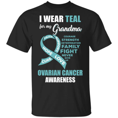 I Wear Teal For My Grandma Ovarian Cancer Awareness-T-Shirt & Hoodie-Classic T-Shirt-Black