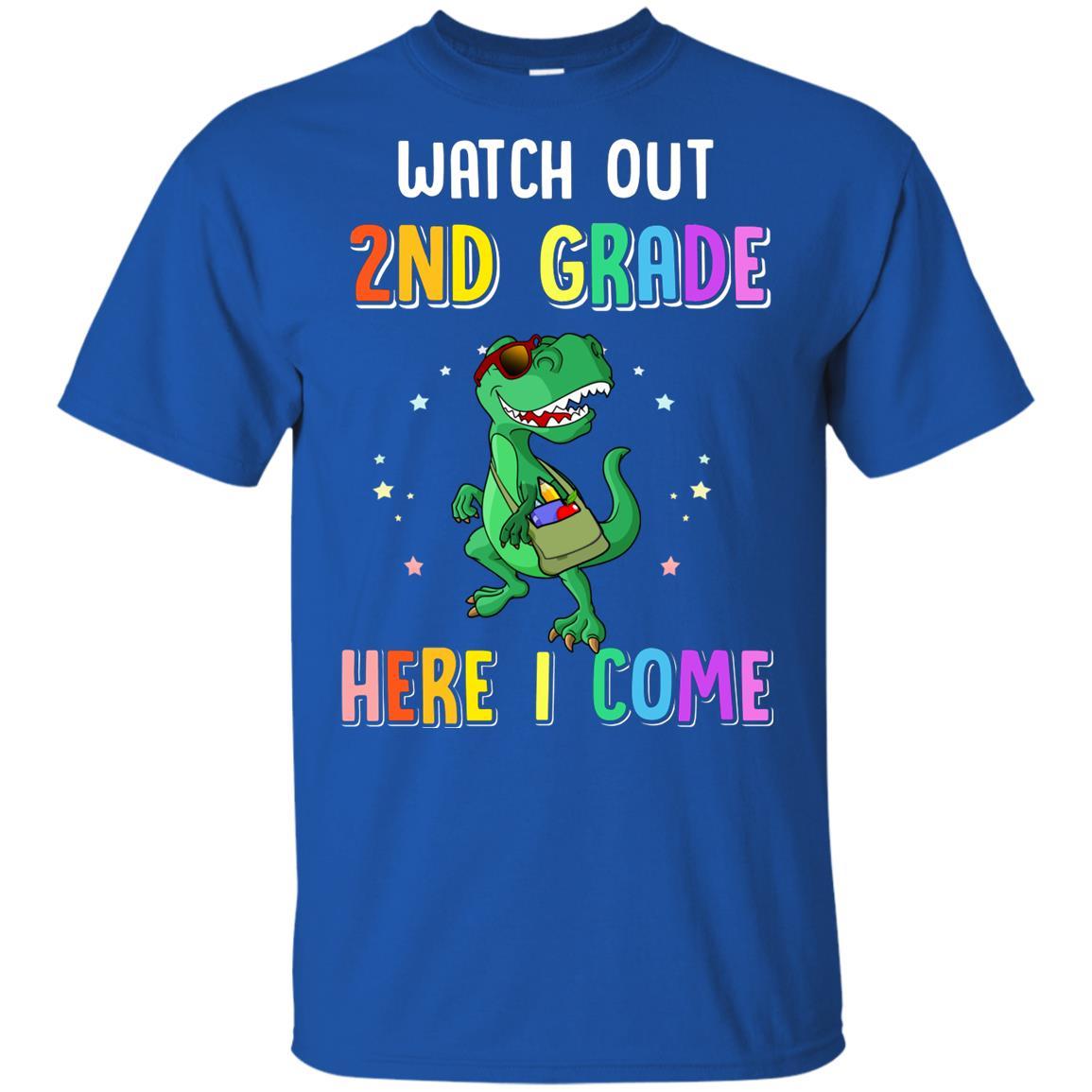 2nd Grade Here I Come Dinosaur Back To School Youth-Youth Shirt-Youth T-Shirt-Royal