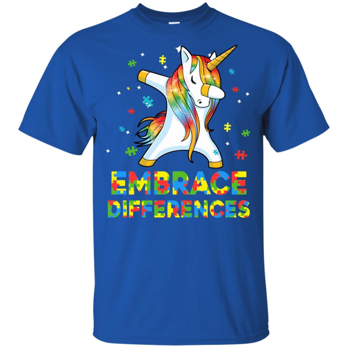 Dabbing Unicorn Autism Awareness Embrace Differences Youth-Youth Shirt-Youth T-Shirt-Royal