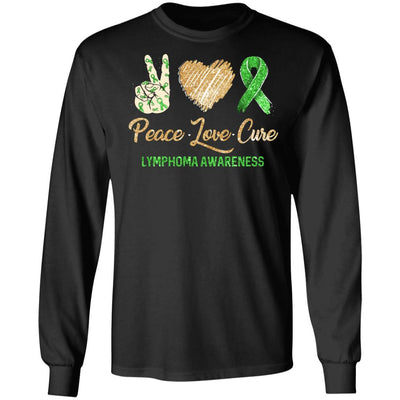 Peace Love Cure Lymphoma Awareness-T-Shirt & Hoodie-Long Sleeve T-Shirt-Black