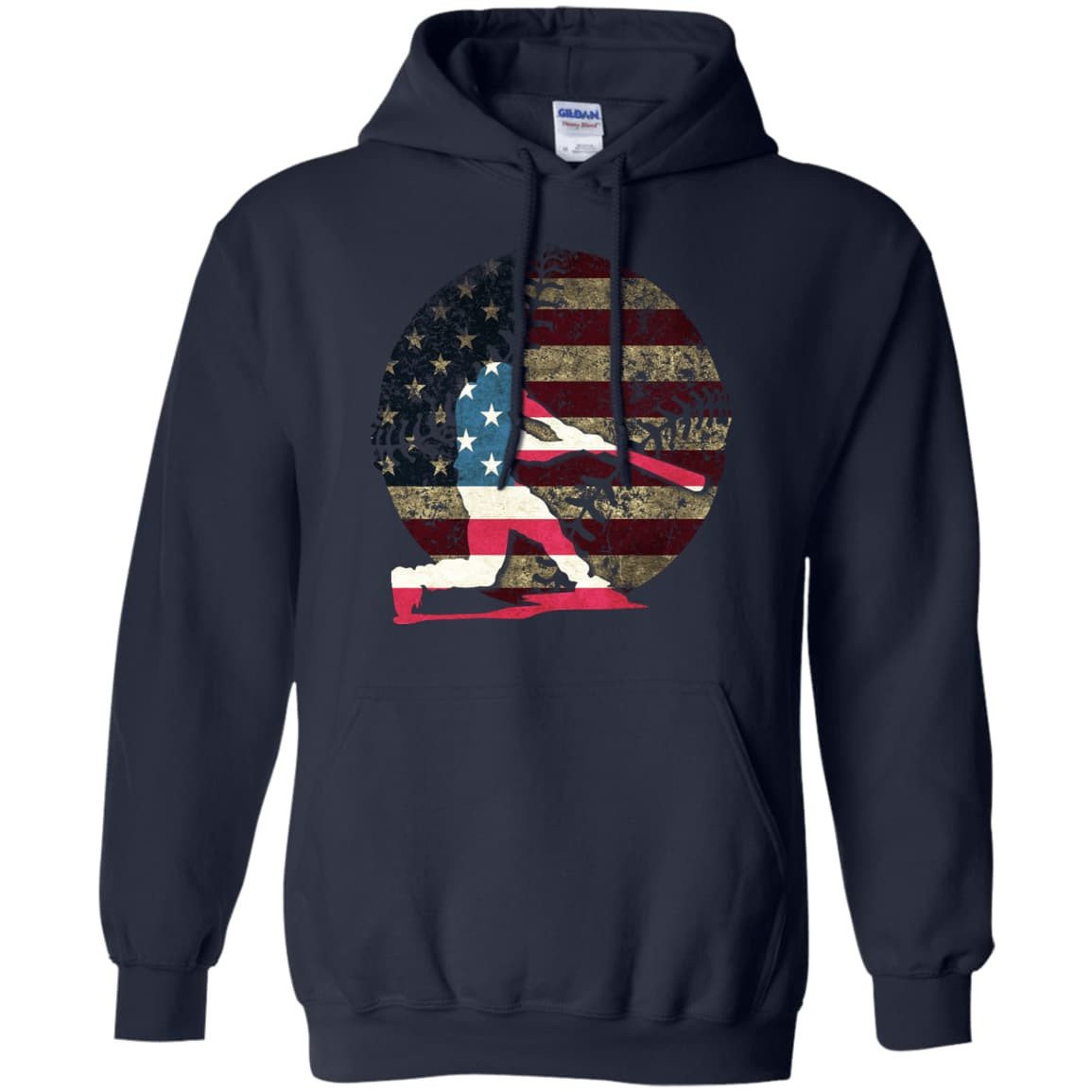 Hitter Baseball America Flag-T-Shirt & Hoodie-Pullover Hoodie-Navy