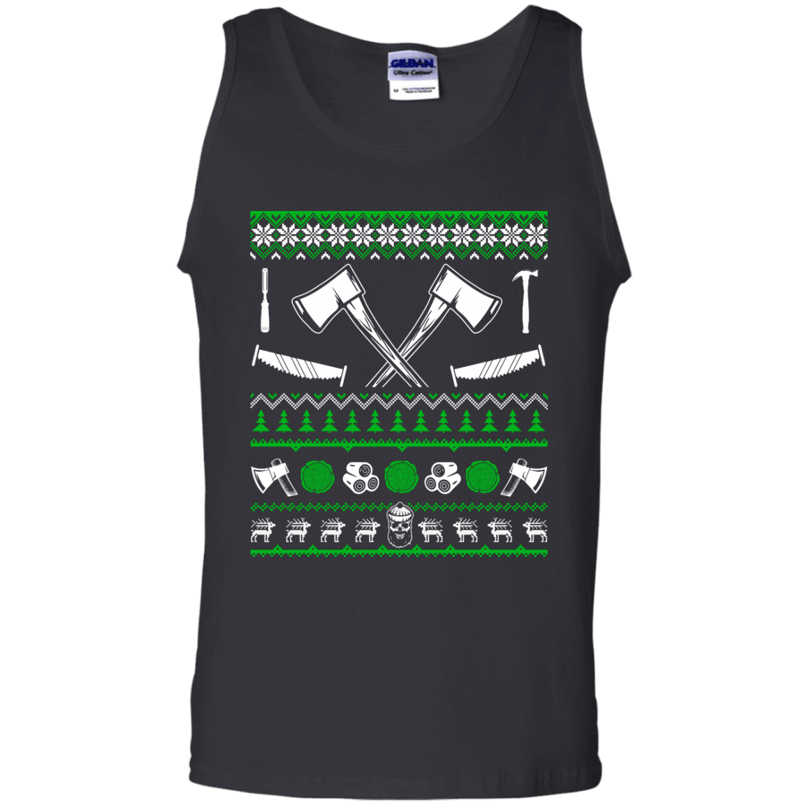 Lumberjack Christmas Sweater-T-Shirt & Hoodie-Unisex Tank-Black