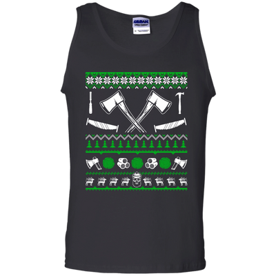 Lumberjack Christmas Sweater-T-Shirt & Hoodie-Unisex Tank-Black