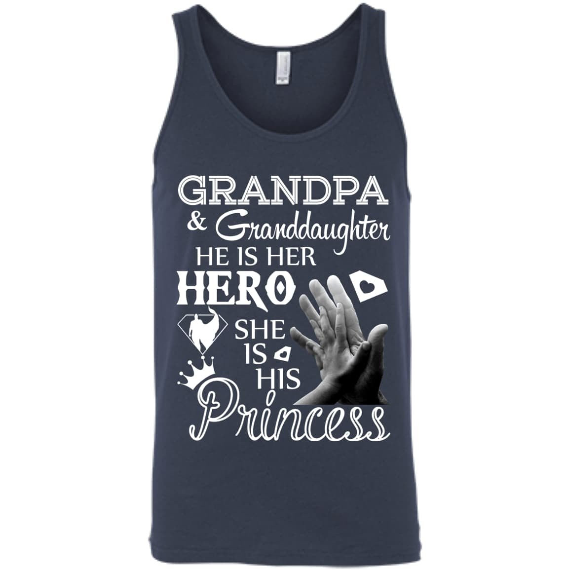 Grandpa & Granddaughter He Is Her Hero-T-Shirt & Hoodie-Unisex Tank-Navy