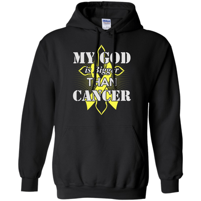 My God Is Bigger Than Cancer Yellow Awareness Ribbon-T-Shirt & Hoodie-Pullover Hoodie-Black