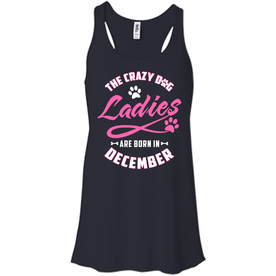 The Crazy Dog Ladies Are Born In December-T-Shirt & Hoodie-Women's Flowy Racerback Tank-Midnight