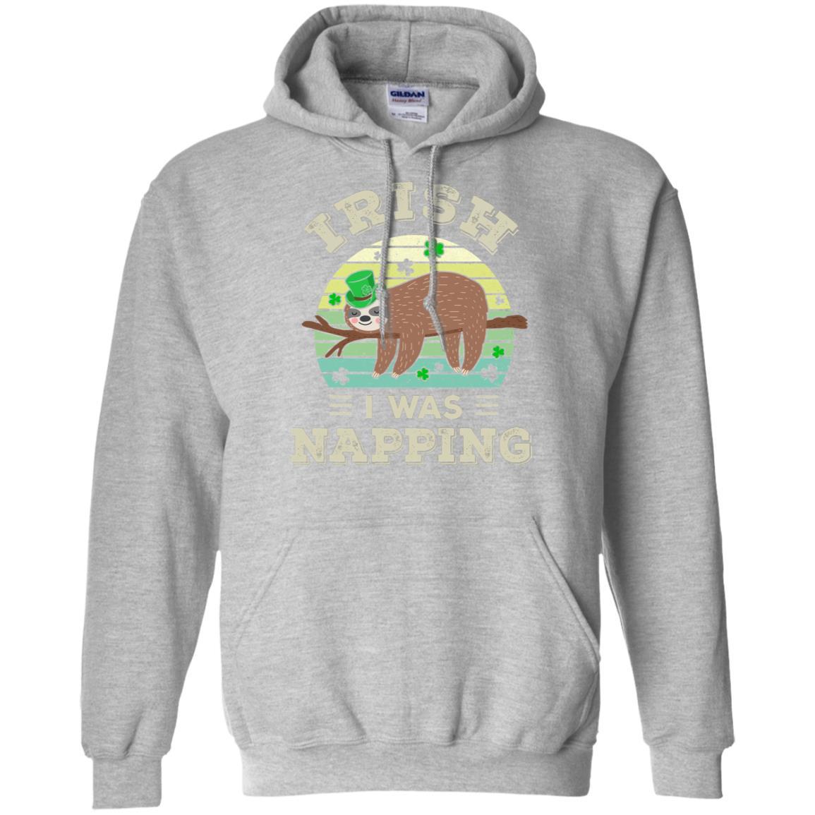 Saint Patrick's Day Irish I Was Napping Sloth For Kids-T-Shirt & Hoodie-Pullover Hoodie-Sport Grey