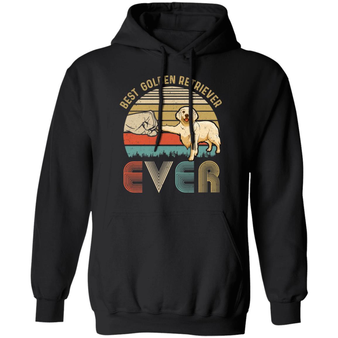Vintage Best Golden Retriever Dad Ever Bump Fit Funny Dad Gifts-T-Shirt & Hoodie-Pullover Hoodie-Black