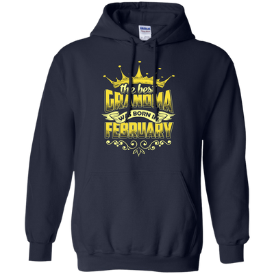The Best Grandma Was Born In February-T-Shirt & Hoodie-Pullover Hoodie-Navy