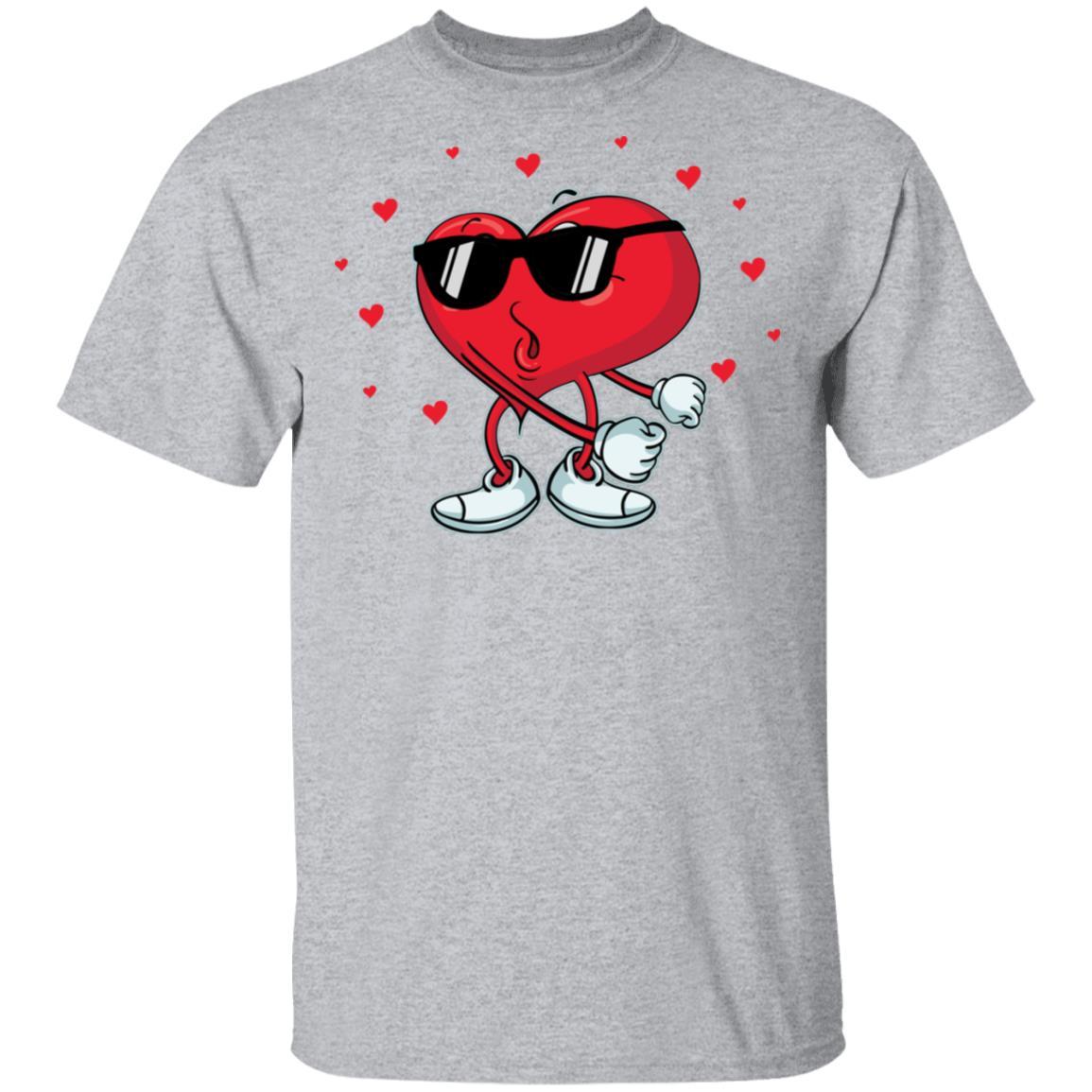 Valentine's Day Heart Doing The Floss Dance-T-Shirt & Hoodie-Classic T-Shirt-Sport Grey