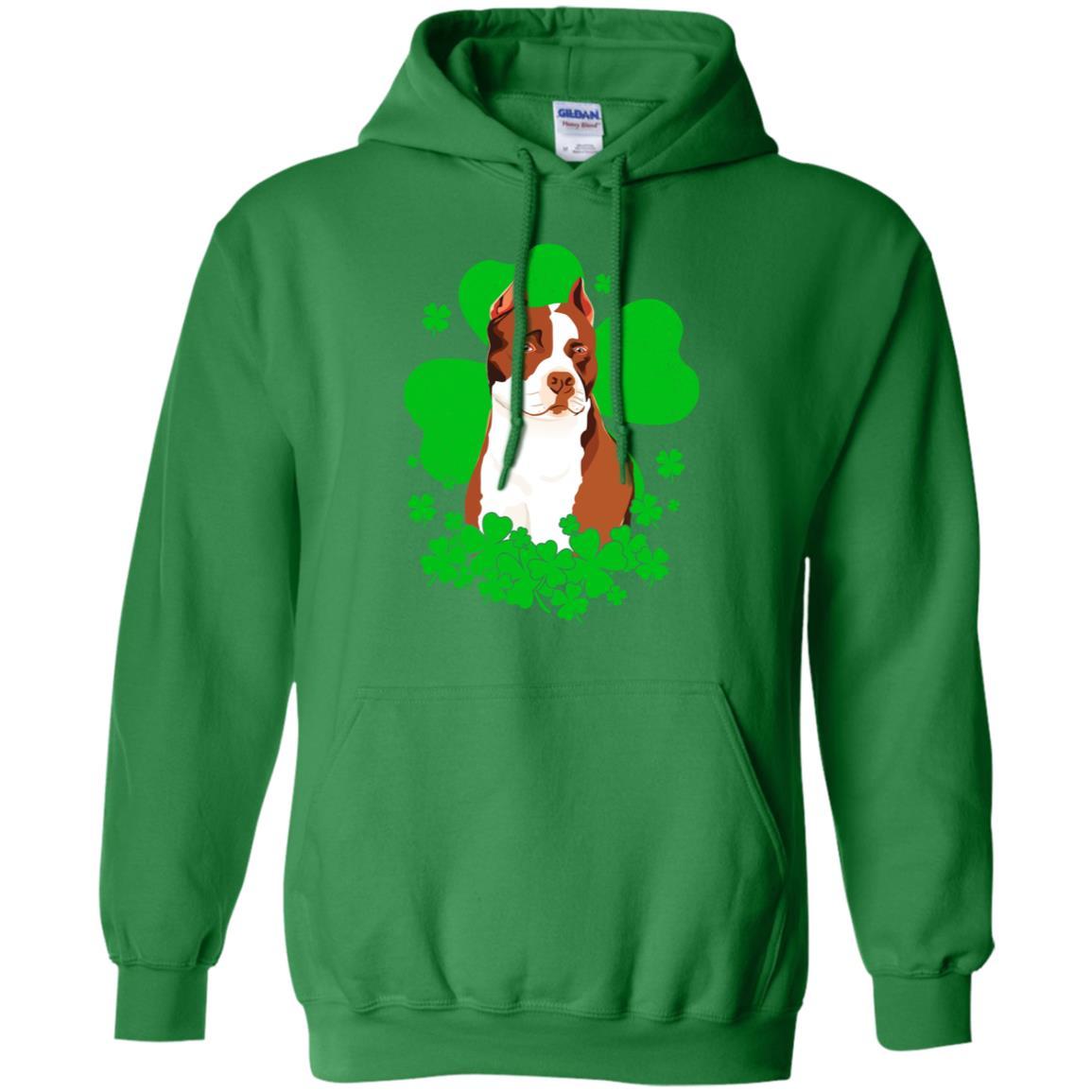 Pitbull St. Patrick's Day Clovers-T-Shirt & Hoodie-Pullover Hoodie-Irish Green