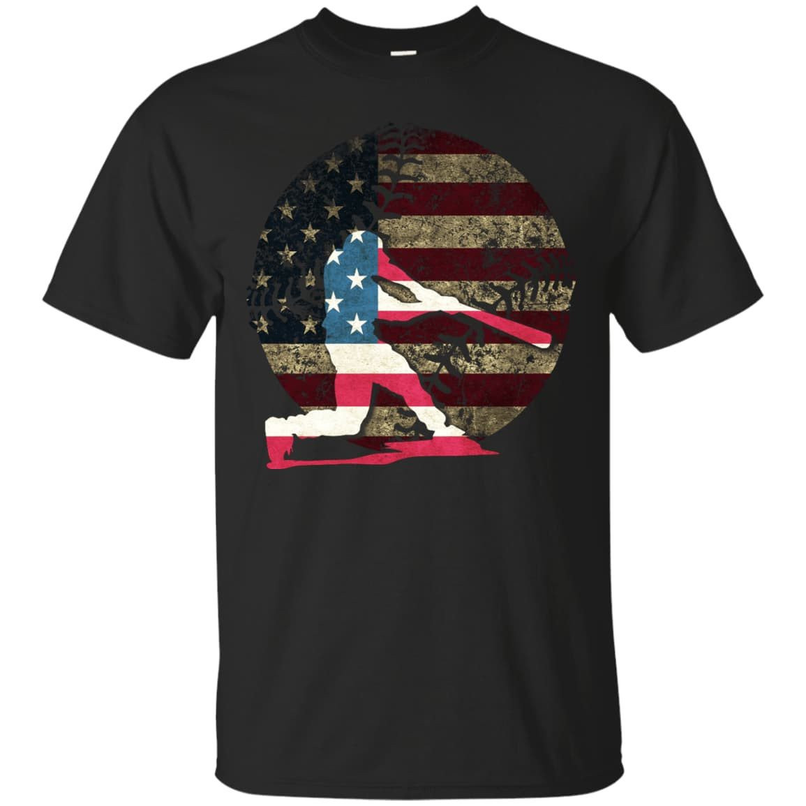 Hitter Baseball America Flag-T-Shirt & Hoodie-Classic T-Shirt-Black