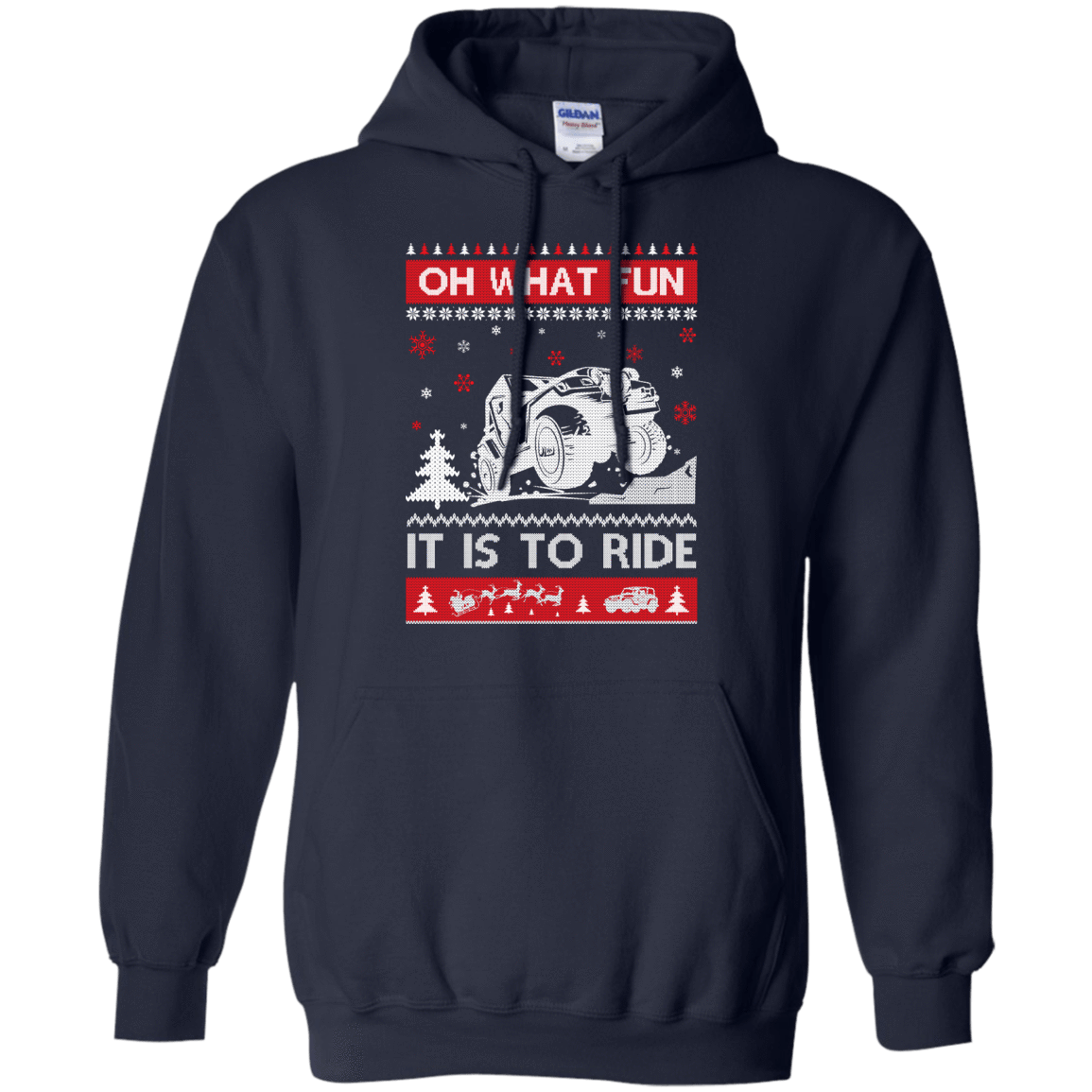 Jeep Sweater Christmas Oh What Fun It Is To Ride-T-Shirt & Hoodie-Pullover Hoodie-Navy