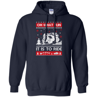 Jeep Sweater Christmas Oh What Fun It Is To Ride-T-Shirt & Hoodie-Pullover Hoodie-Navy