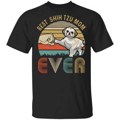 Vintage Best Shih Tzu Mom Ever Bump Fit Funny Mom Gifts-T-Shirt & Hoodie-Classic T-Shirt-Black