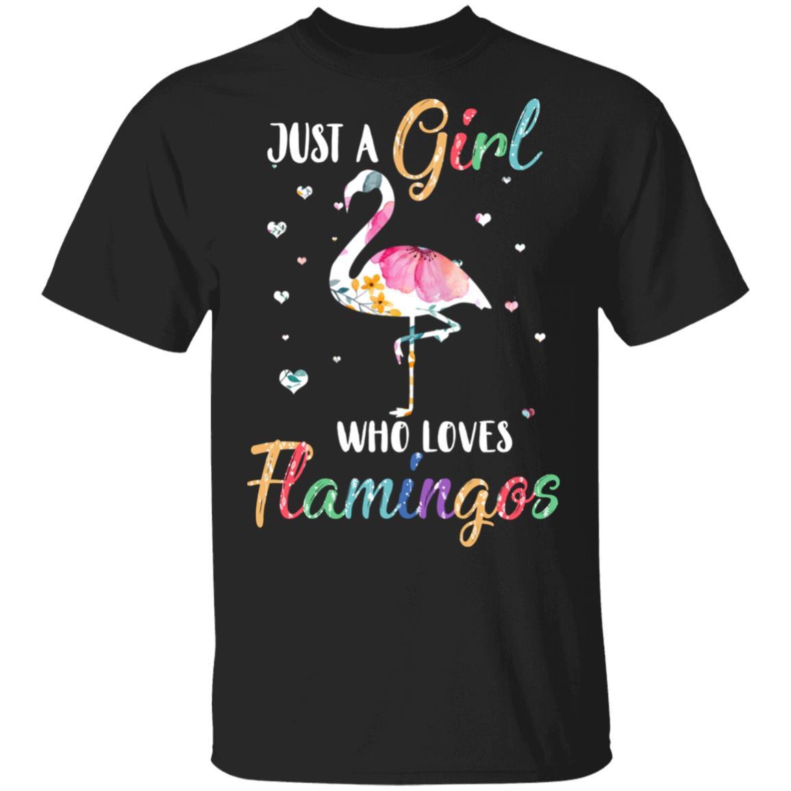 Just A Girl Who Loves Flamingos Cute Flamingo Lover-T-Shirt & Hoodie-Classic T-Shirt-Black