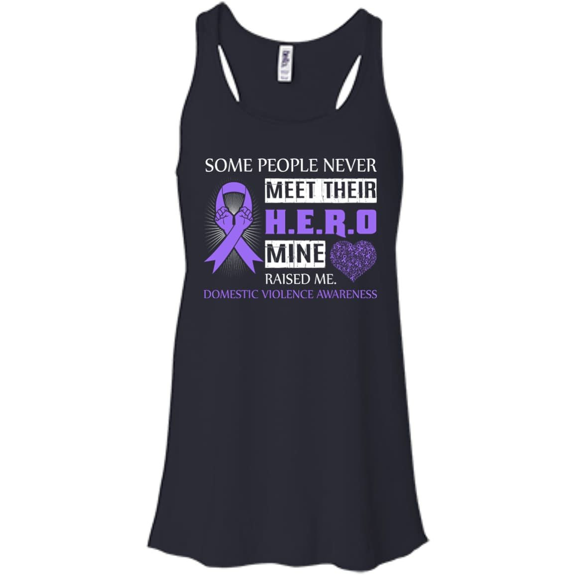 Domestic Violence Awareness Some People Never Meet Hero-T-Shirt & Hoodie-Women's Flowy Racerback Tank-Midnight