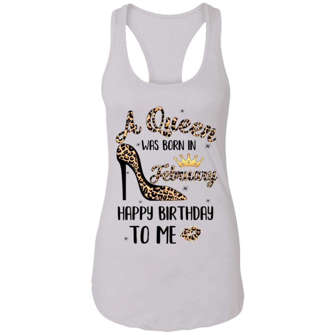 Born In February Girl Leopard High Heels Birthday Women Gift-T-Shirt & Tank Top-Women's Ideal Racerback Tank-White