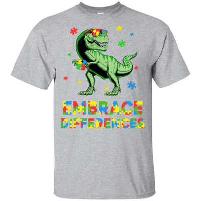 Dinosaur Puzzle Autism Awareness Embrace Differences Youth-Youth Shirt-Youth T-Shirt-Sport Grey