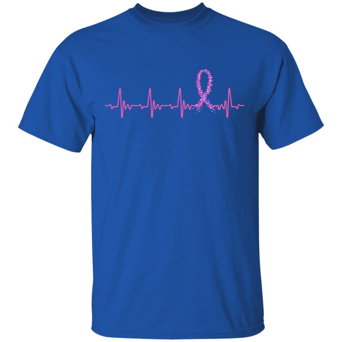 Breast Cancer Awareness Pink Ribbon Heartbeat-T-Shirt & Hoodie-Classic T-Shirt-Royal