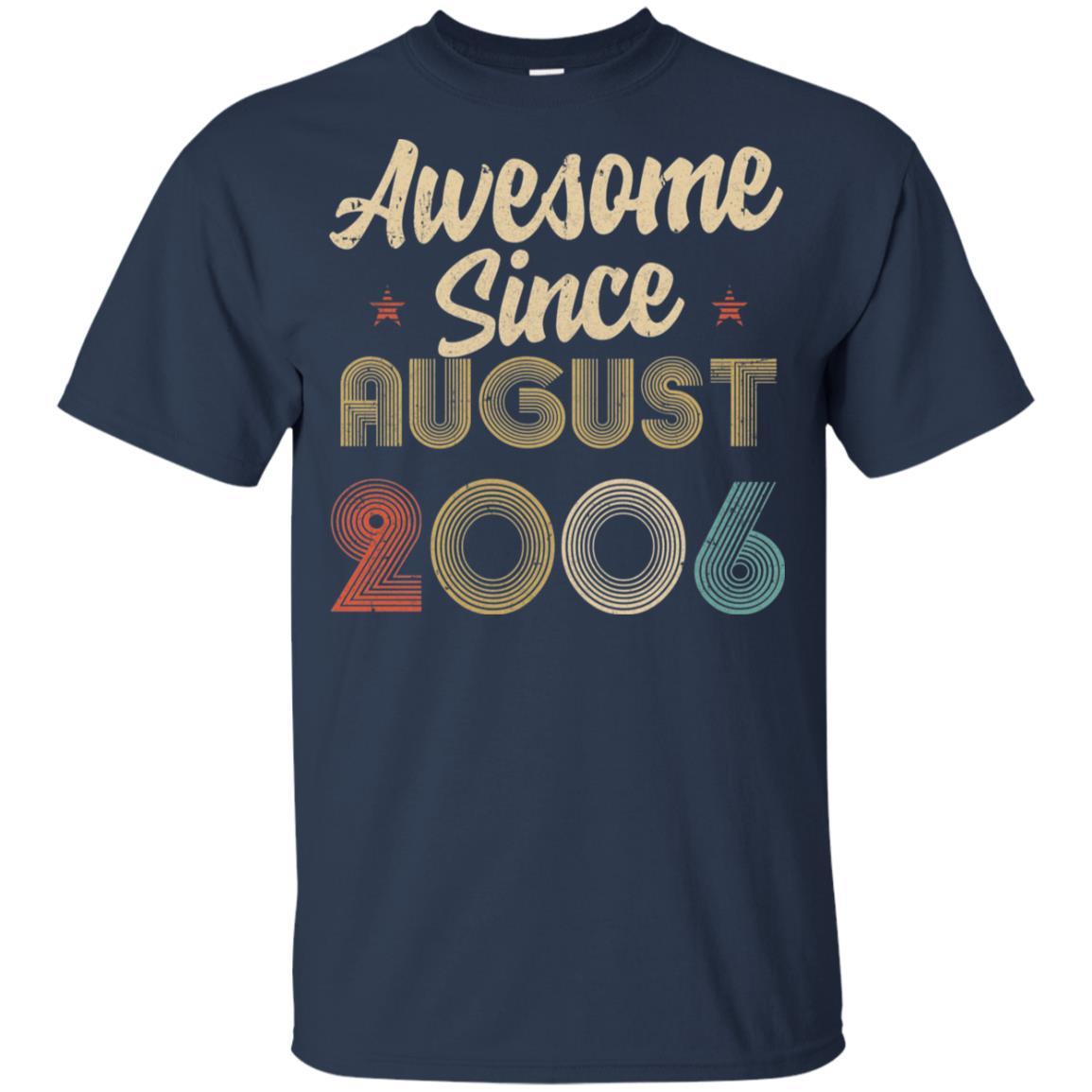 Awesome Since August 2006 Vintage 15th Birthday Gifts Youth-Youth Shirt-Youth T-Shirt-Navy