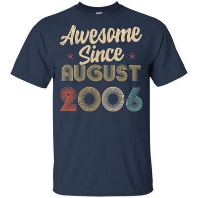 Awesome Since August 2006 Vintage 15th Birthday Gifts Youth-Youth Shirt-Youth T-Shirt-Navy