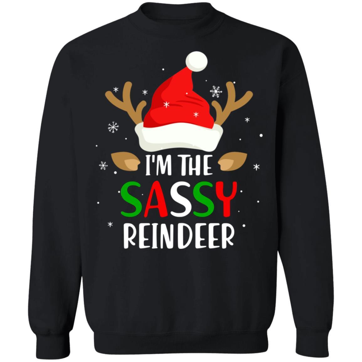 I'm The Sassy Reindeer Matching Family Christmas-T-Shirt & Sweatshirt-Crewneck Sweatshirt-Black