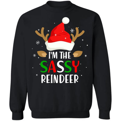 I'm The Sassy Reindeer Matching Family Christmas-T-Shirt & Sweatshirt-Crewneck Sweatshirt-Black