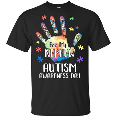 Support Autism Awareness For My Nephew Puzzle Gift-T-Shirt & Hoodie-Classic T-Shirt-Black