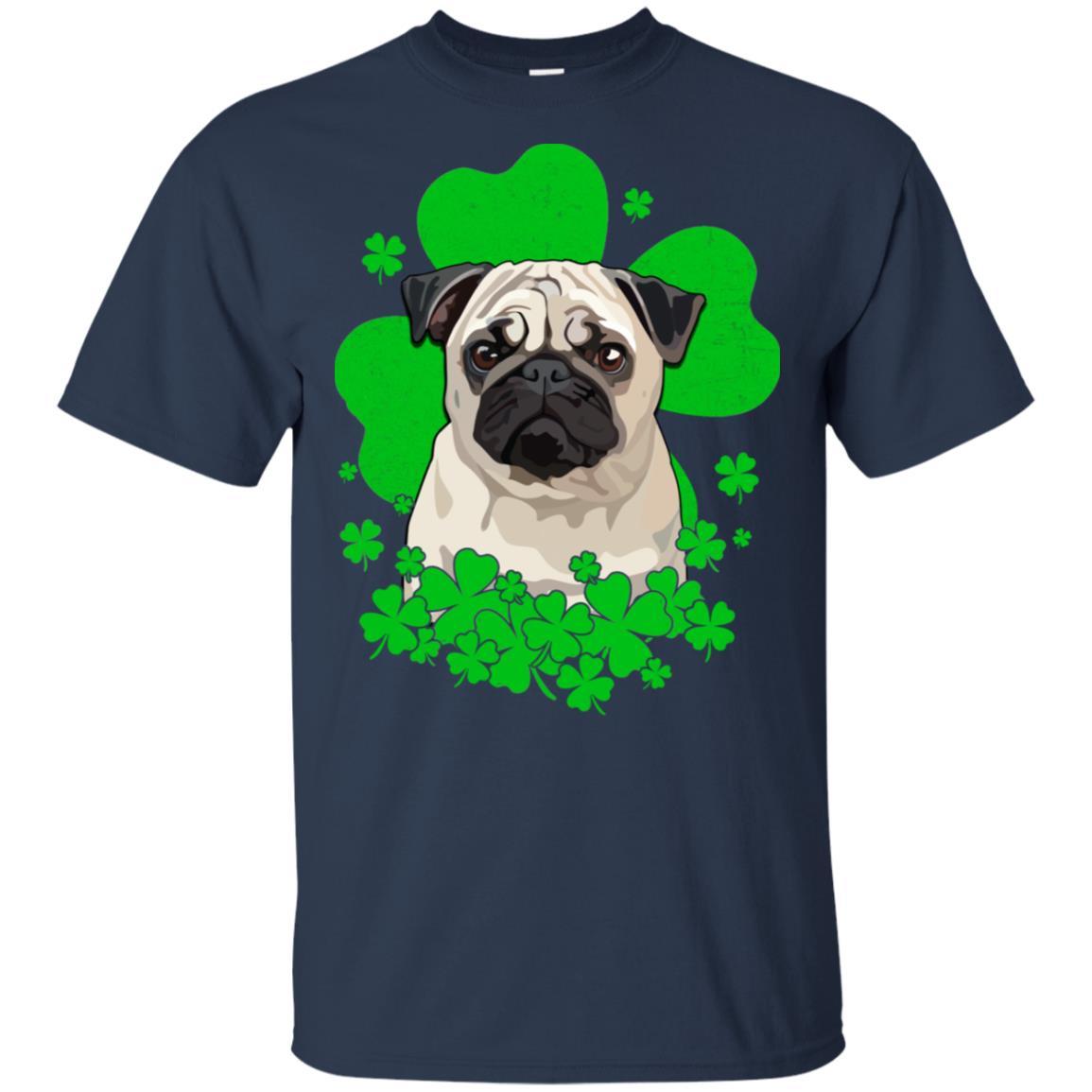 Pug St. Patrick's Day Clovers-T-Shirt & Hoodie-Classic T-Shirt-Navy