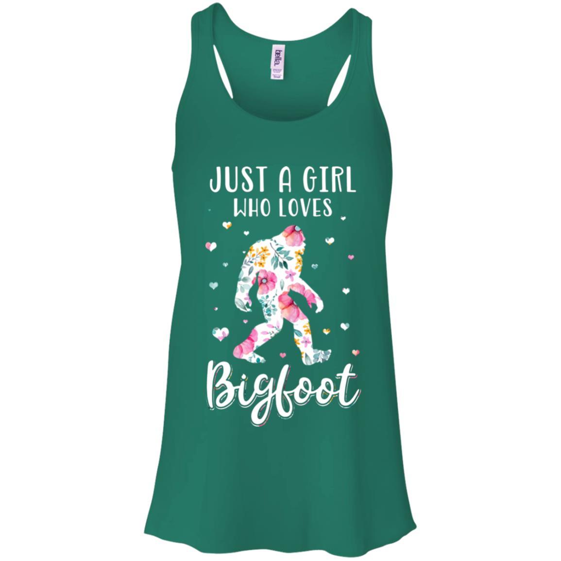 Flower Just A Girls Who Loves Bigfoot-T-Shirt & Tank Top-Women's Flowy Racerback Tank-Kelly Green
