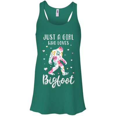 Flower Just A Girls Who Loves Bigfoot-T-Shirt & Tank Top-Women's Flowy Racerback Tank-Kelly Green