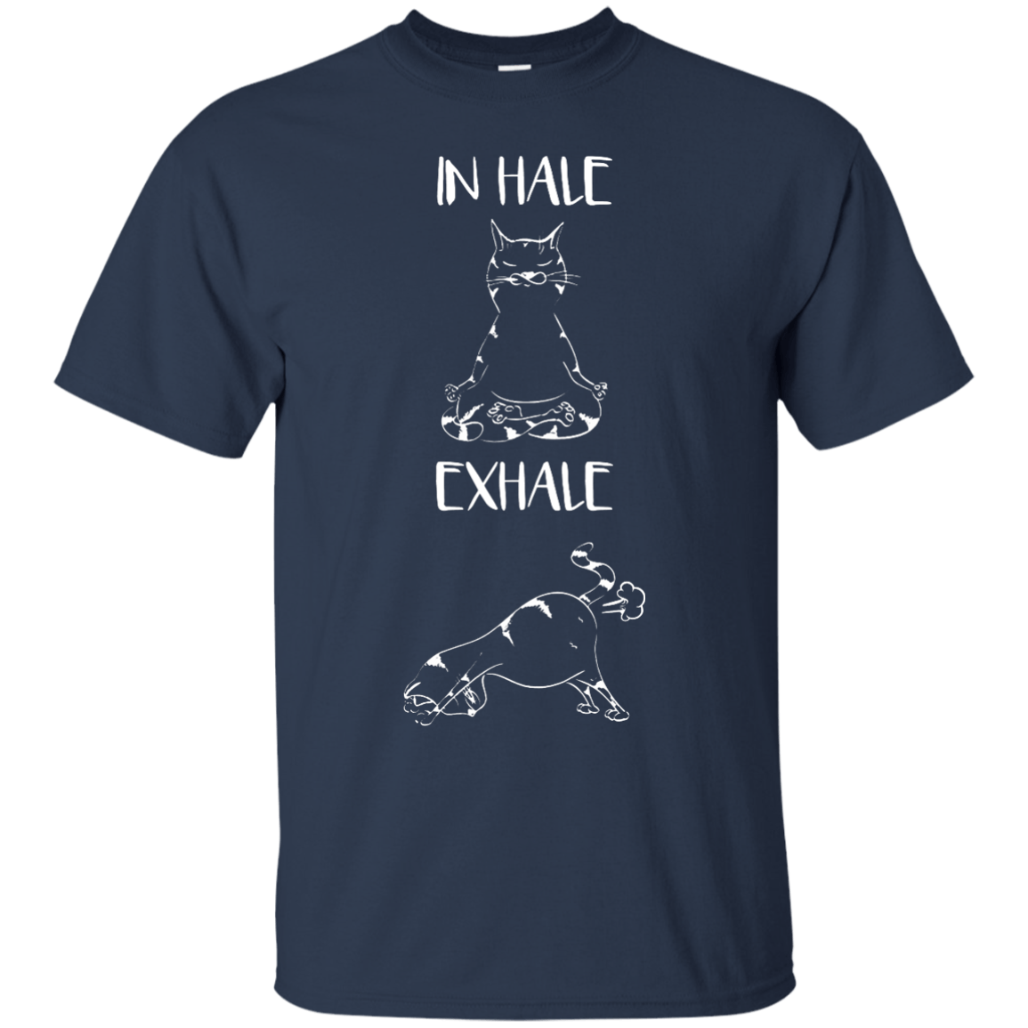 Yoga Cat Inhale Exhale-T-Shirt & Hoodie-Classic T-Shirt-Navy