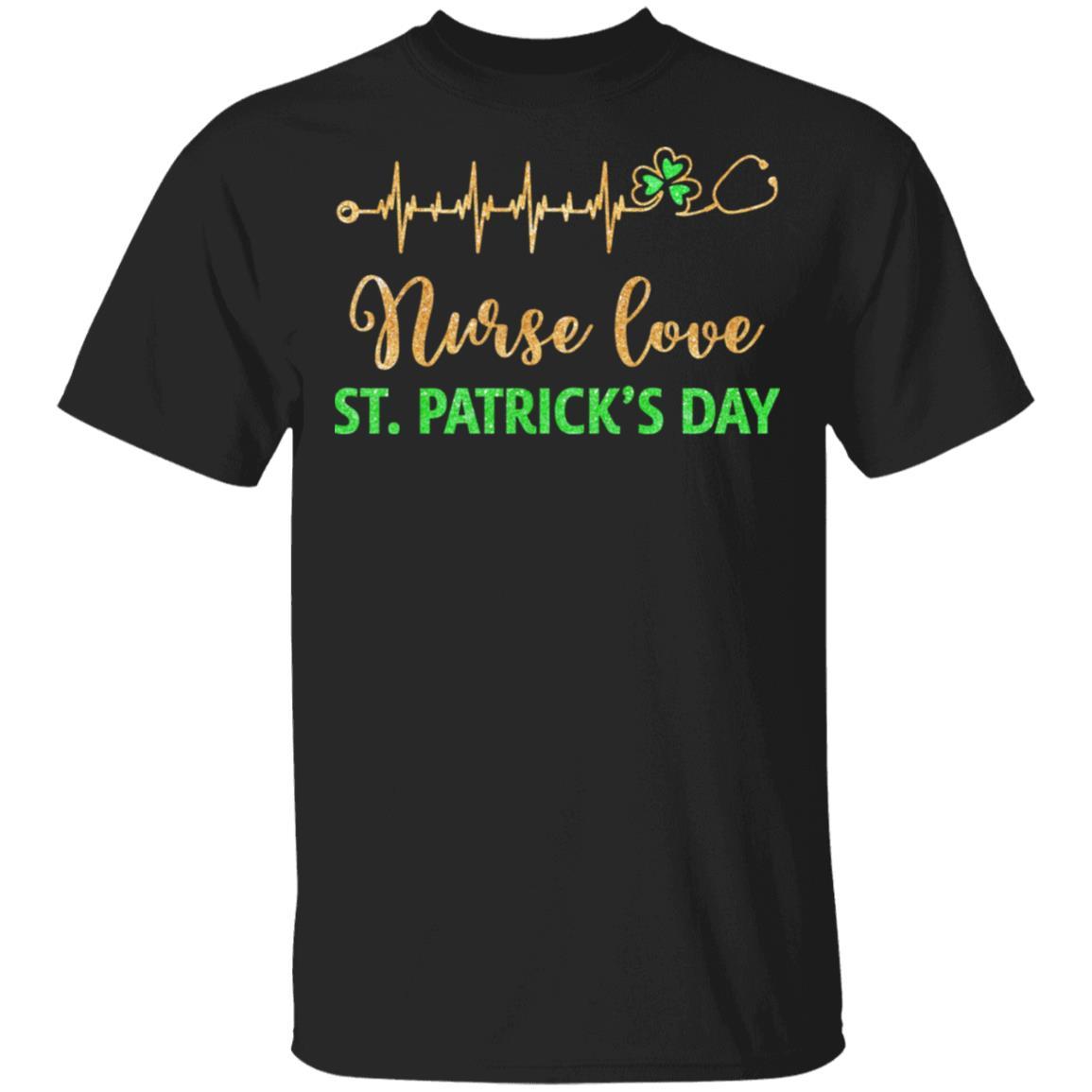 Stethoscope Love Shamrock Nurse St Patrick's Day Gifts-T-Shirt & Hoodie-Classic T-Shirt-Black
