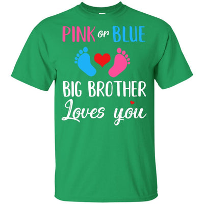 Pink Or Blue Big Brother Loves You Funny Gender Reveal Party Gift Youth-Youth Shirt-Youth T-Shirt-Irish Green
