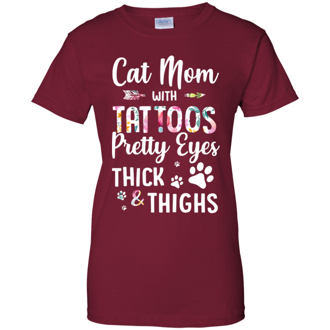 Cat Mom With Tattoos Pretty Eyes Thick Thighs-T-Shirt & Tank Top-Women's T-Shirt-Cardinal