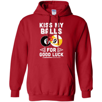 Funny Pool Billiard Kiss My Balls For Good Luck-T-Shirt & Hoodie-Pullover Hoodie-Red