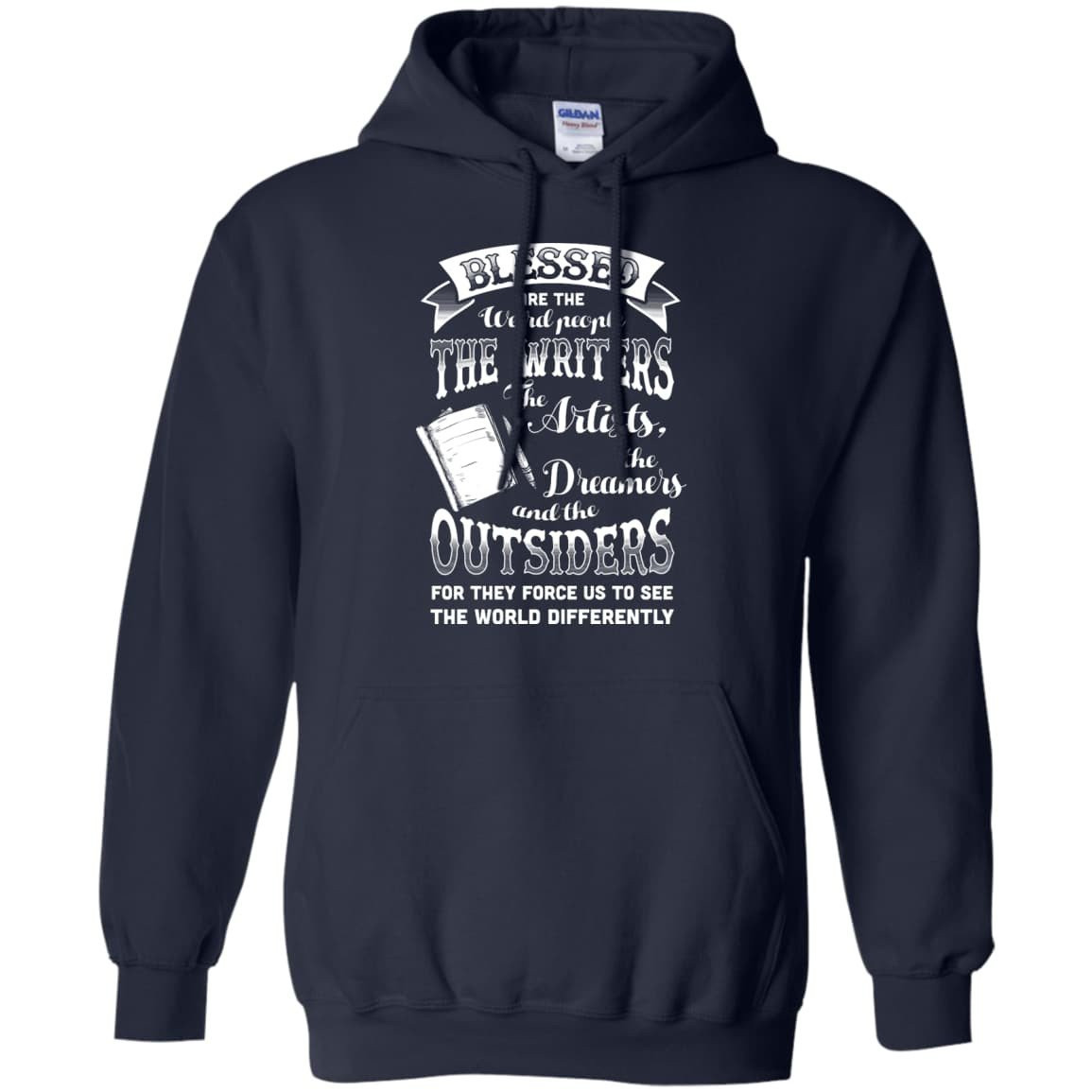 Blessed Are The Weird People The Writers-T-Shirt & Hoodie-Pullover Hoodie-Navy