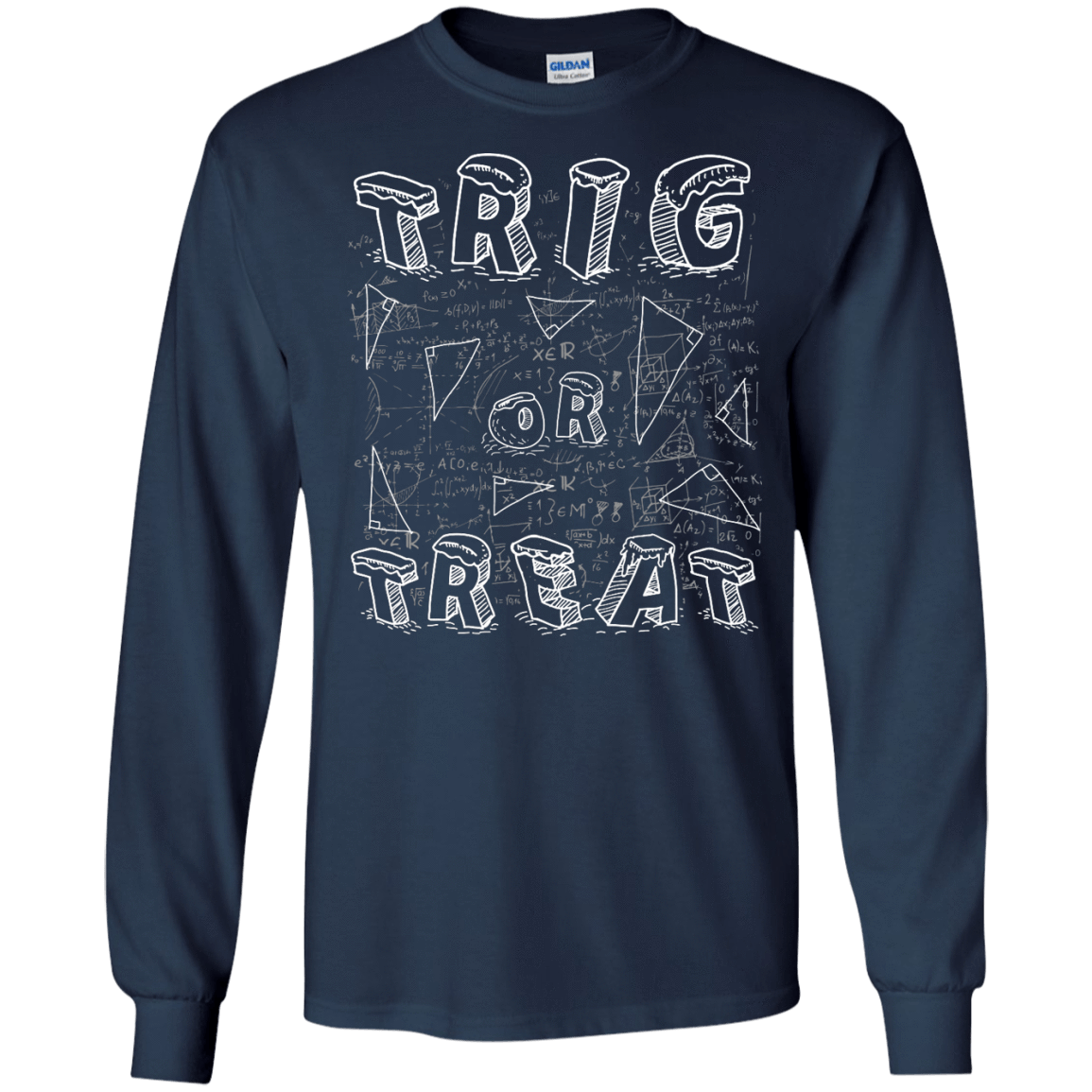 Trig Or Treat Math-T-Shirt & Hoodie-Long Sleeve T-Shirt-Navy