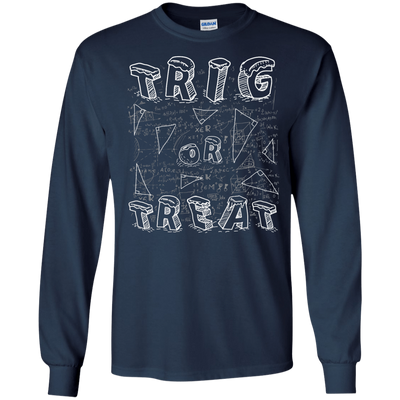 Trig Or Treat Math-T-Shirt & Hoodie-Long Sleeve T-Shirt-Navy
