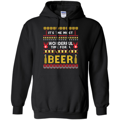 It's The Most Wonderful Time For A Beer Ugly Sweater-T-Shirt & Hoodie-Pullover Hoodie-Black