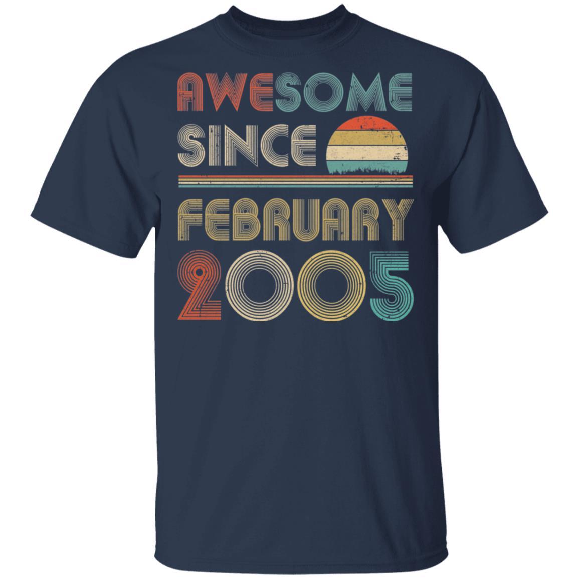 Awesome Since February 2005 Vintage 16th Birthday Gifts-T-Shirt & Hoodie-Classic T-Shirt-Navy