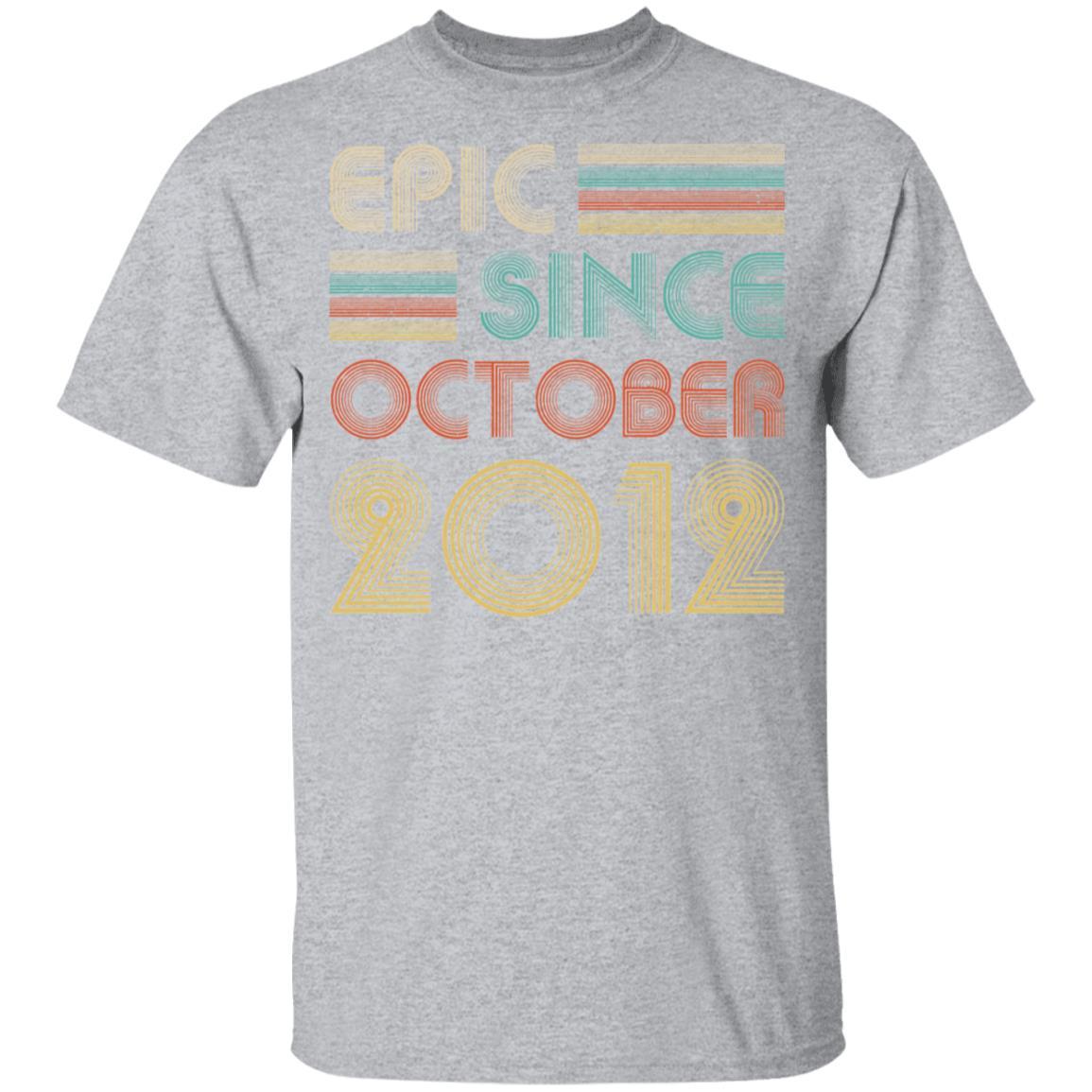 Epic Since October 2012 Vintage 9th Birthday Gifts Youth-Youth Shirt-Youth T-Shirt-Sport Grey