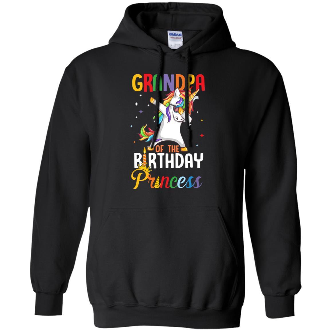 Grandpa Of The Birthday Girl Dabbing Unicorn Party-T-Shirt & Hoodie-Pullover Hoodie-Black