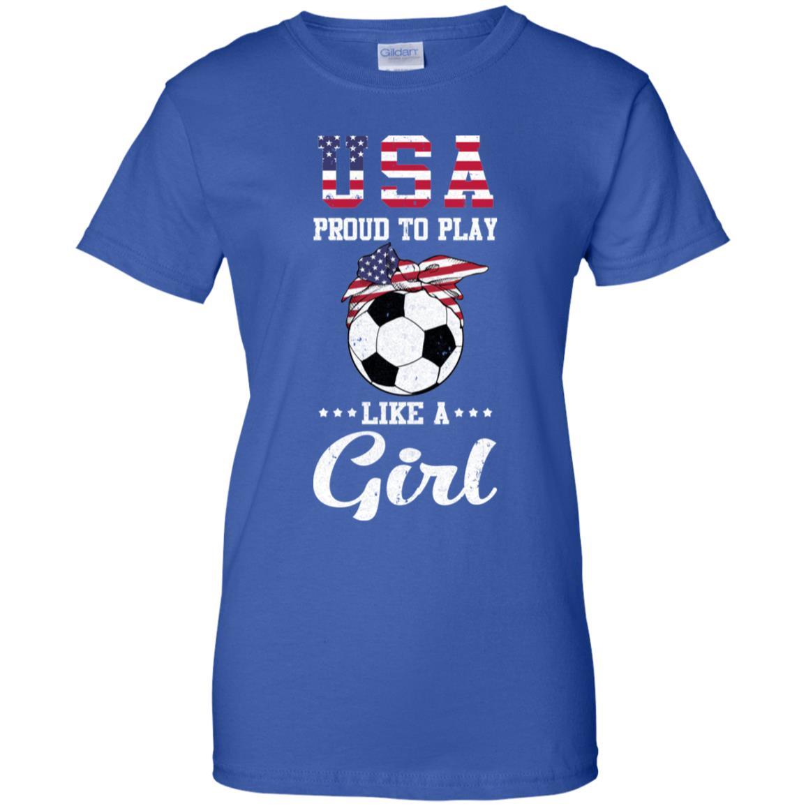 Usa Proud To Play Like A Girl Soccer Football-T-Shirt & Tank Top-Women's T-Shirt-Royal