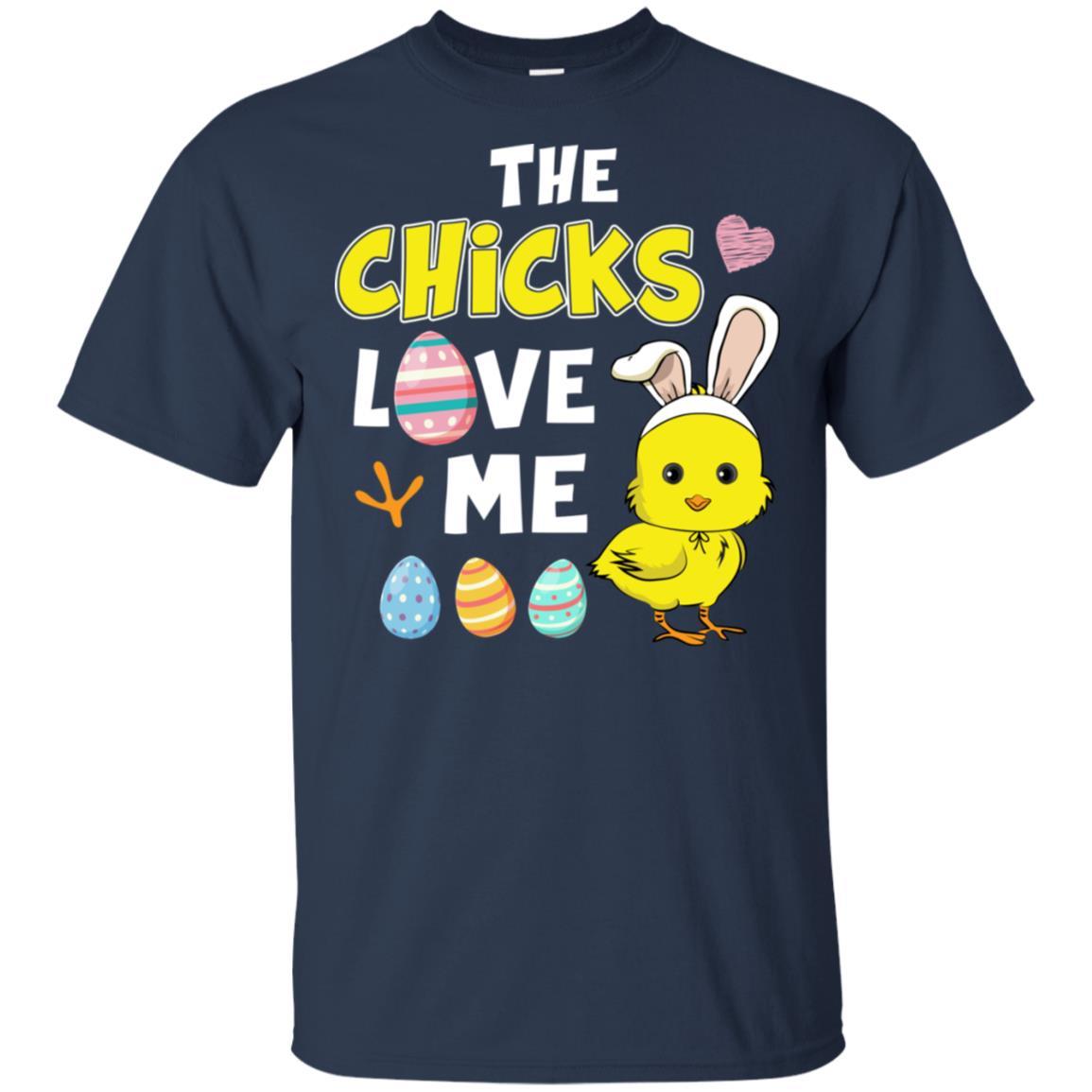 Happy Easter Funny Chick Bunny Ears With Egg-T-Shirt & Hoodie-Classic T-Shirt-Navy