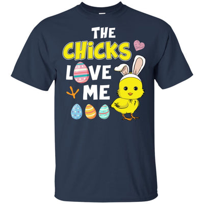 Happy Easter Funny Chick Bunny Ears With Egg-T-Shirt & Hoodie-Classic T-Shirt-Navy