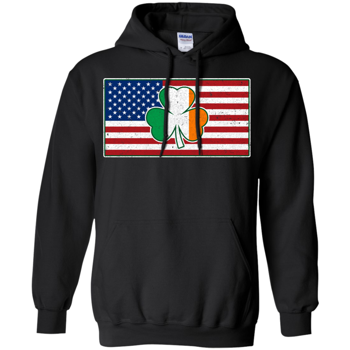 Shamrock Irish Ireland American USA Flag Gift-T-Shirt & Hoodie-Pullover Hoodie-Black